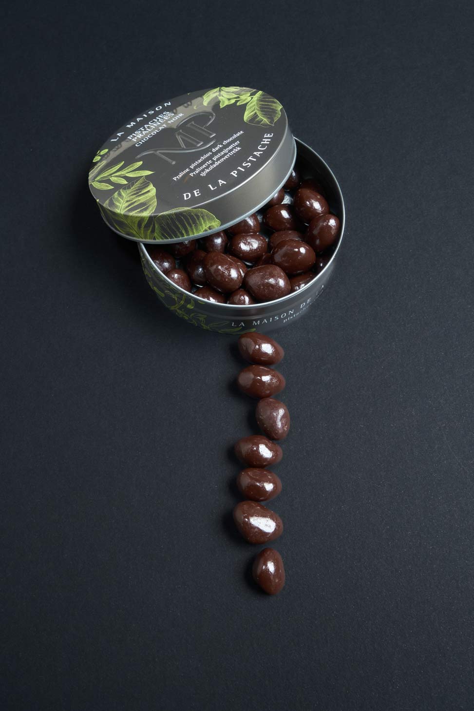 Pistache enrobée chocolat noir