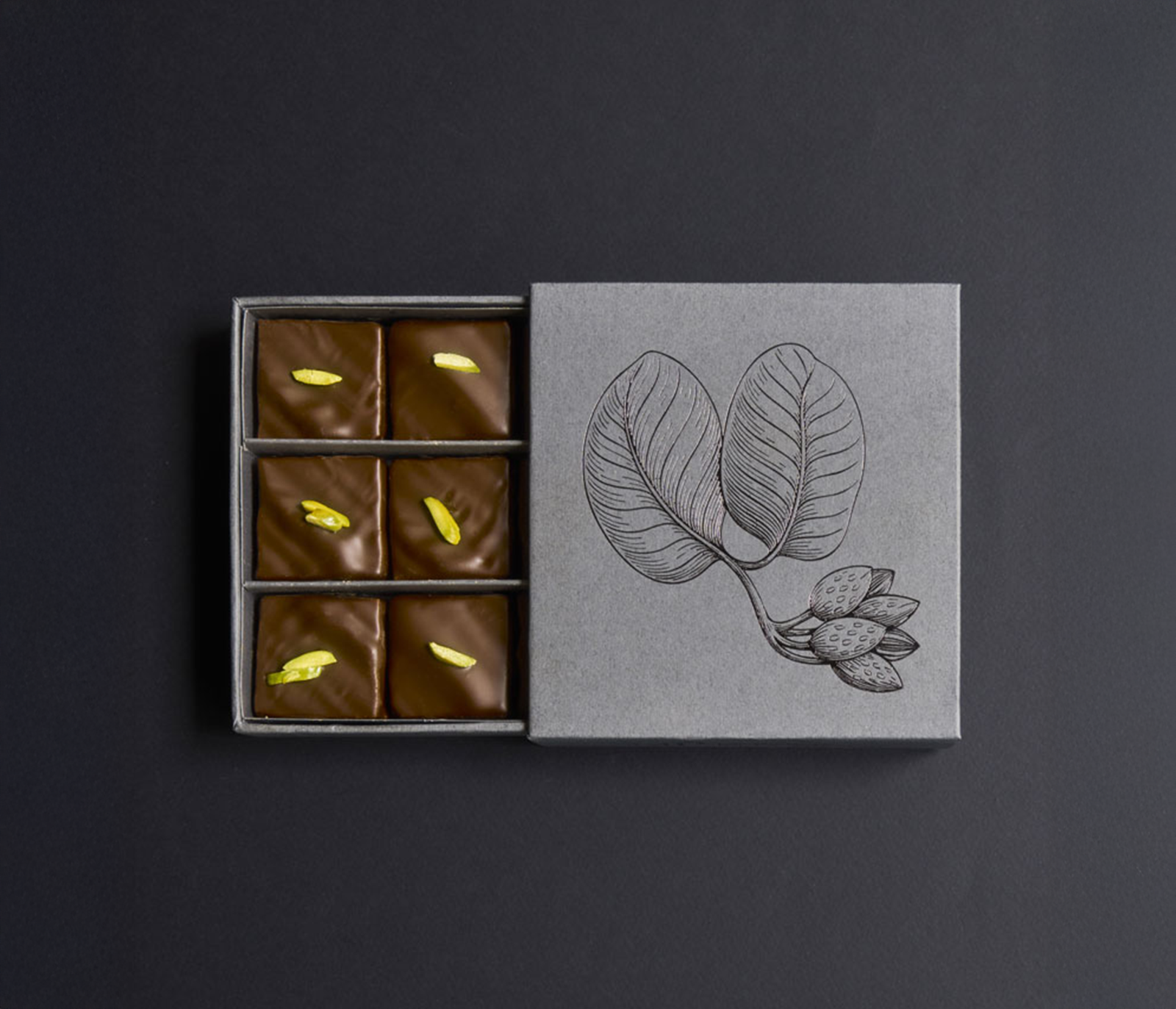 bonbon chocolat à la pistache sauvage